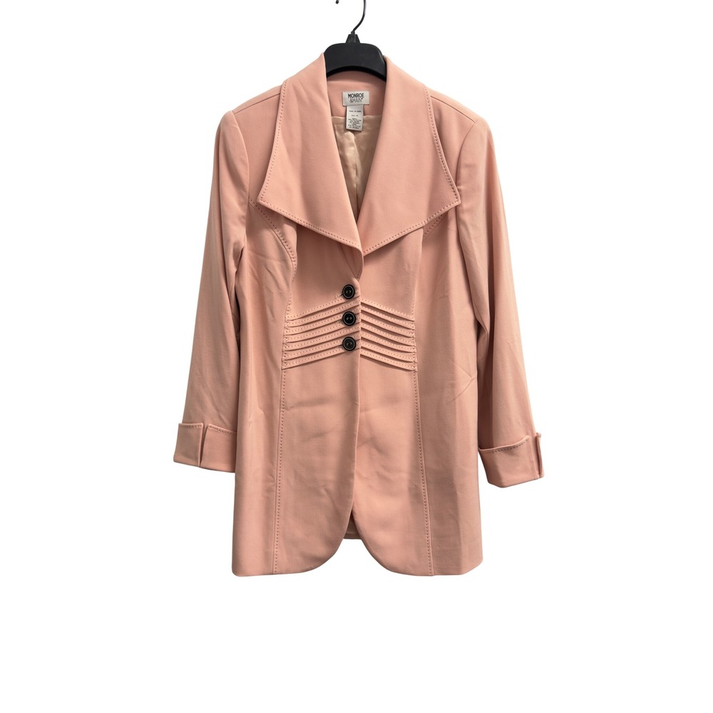 Monroe & Main Peach Pink Pintuck Waist Longline Blazer Jacket Size 14